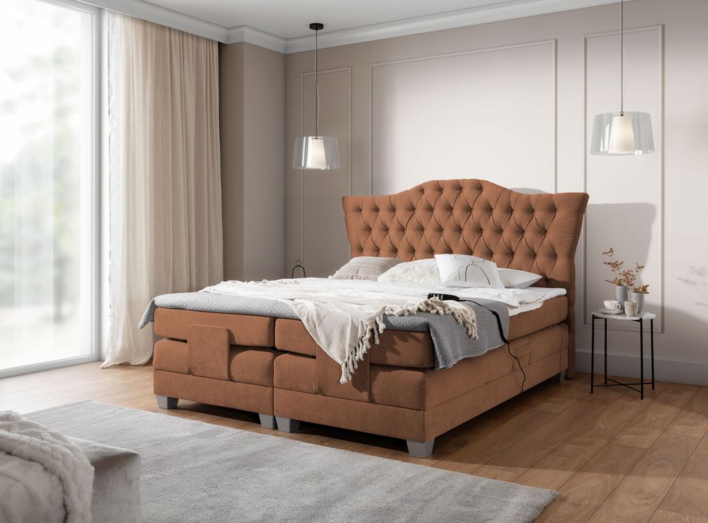 Elektrisch verstellbares Bett 140x200 RODIKA - braun + GRATIS Matratzenauflage