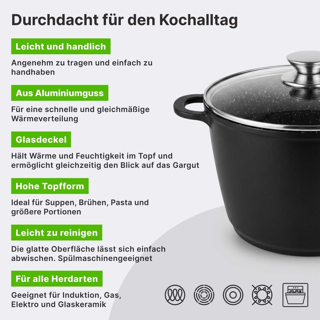 10 L Kochtopf Suppentopf Antihaft Induktion Schmortopf 28
