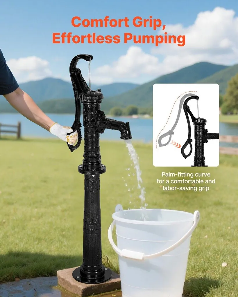 Pompe à eau manuelle pour puits de surface, fonte robuste contre les pannes