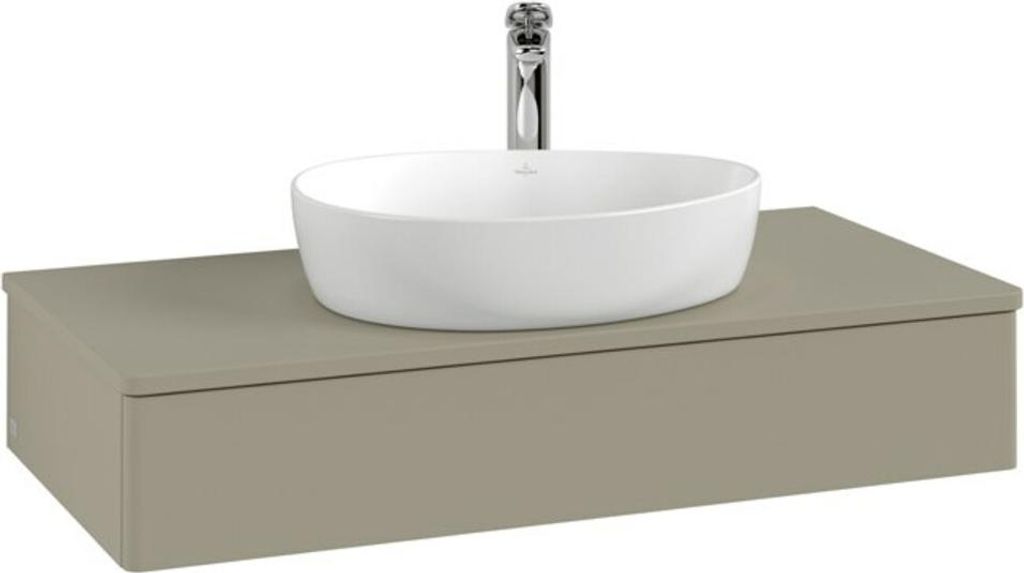 V&B Waschtischunterschrank ohne Frontstruktur, mit Beleuchtung Antao 100x19x50cm, WBP-farbe Lac, glo wh. Lac
