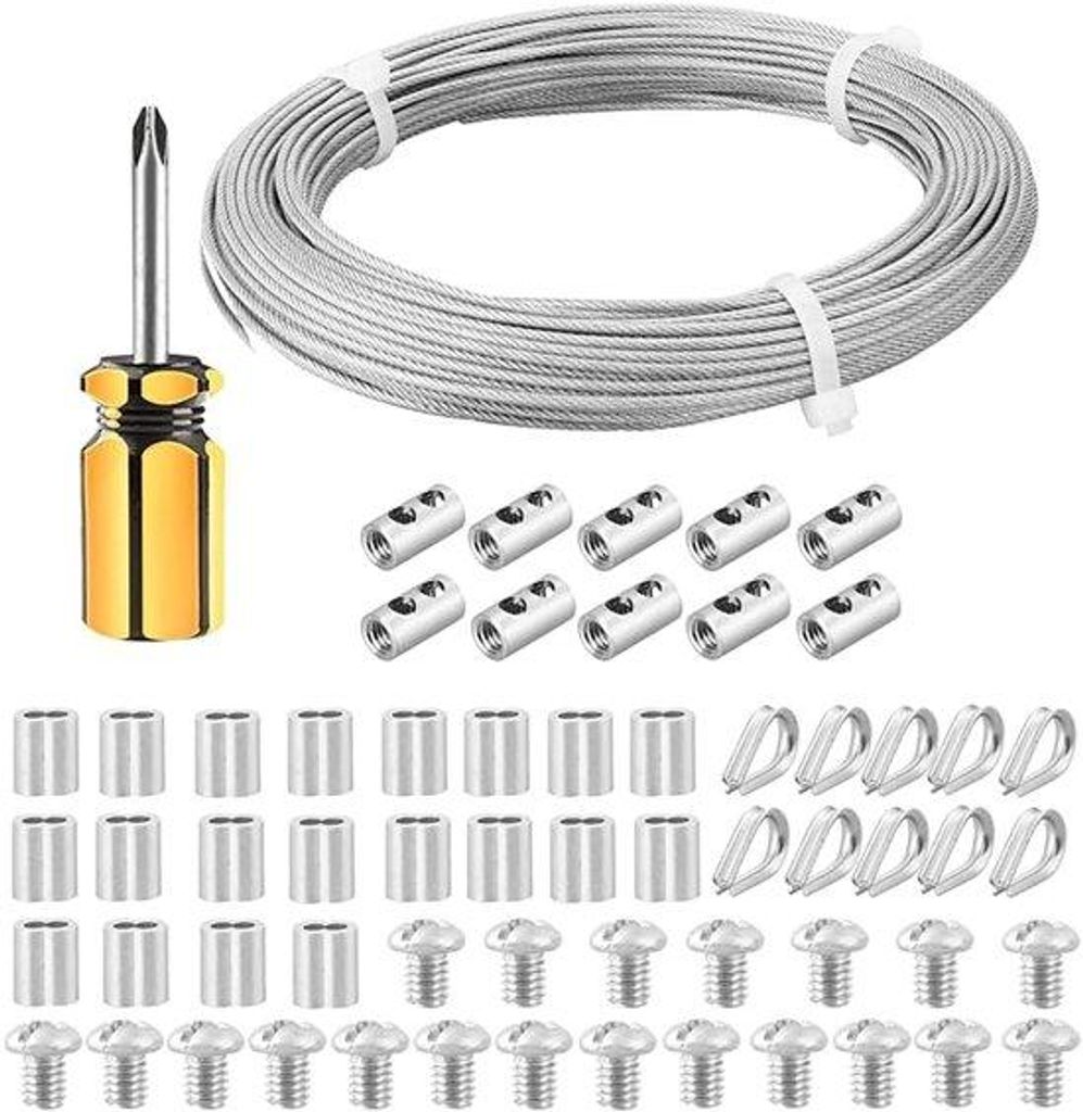 30 Meter lange Drahtseil für Kletterpflanzen, 2 mm PVC-beschichteter Edelstahl-Draht mit M2-Stecker und Drahtseilzange, ideal für das Aufhängen ...