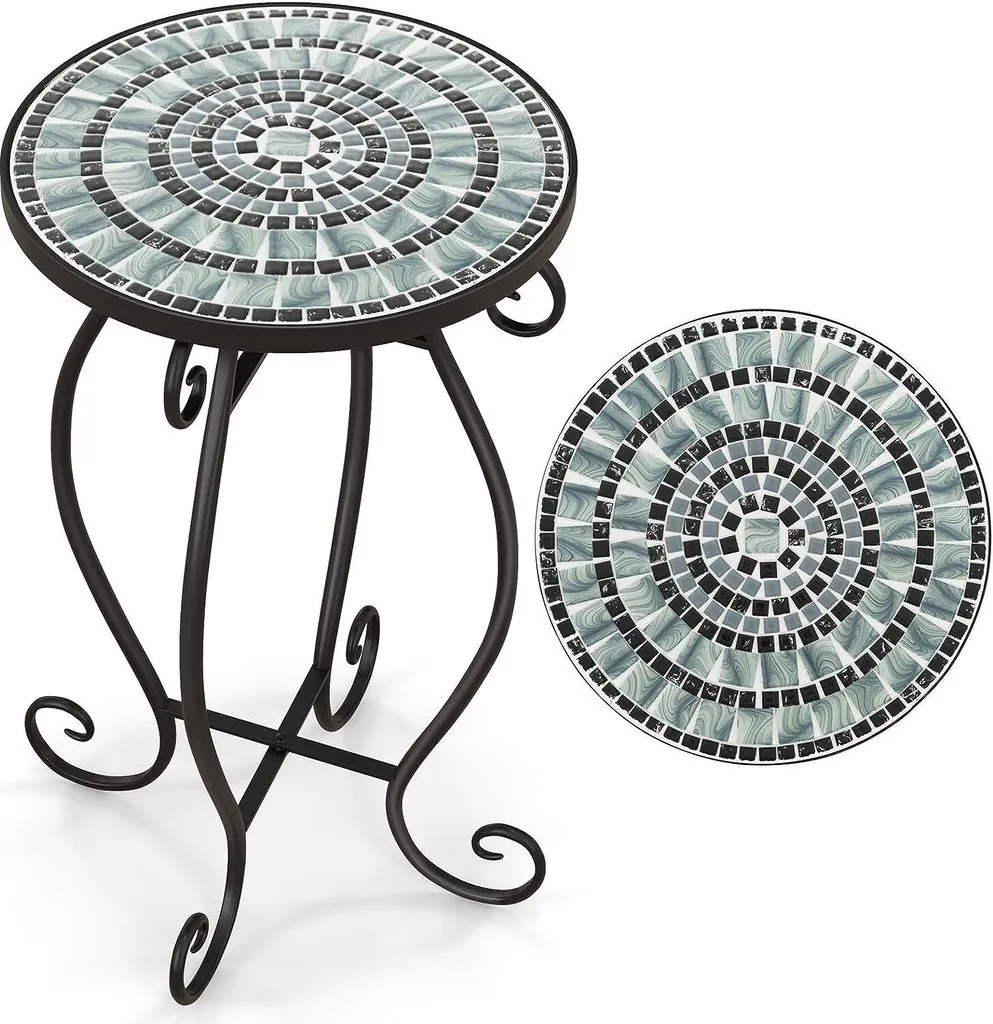 Table d'appoint mosaïque ronde 30x50 cm, Table de bistrot COSTWAY grise