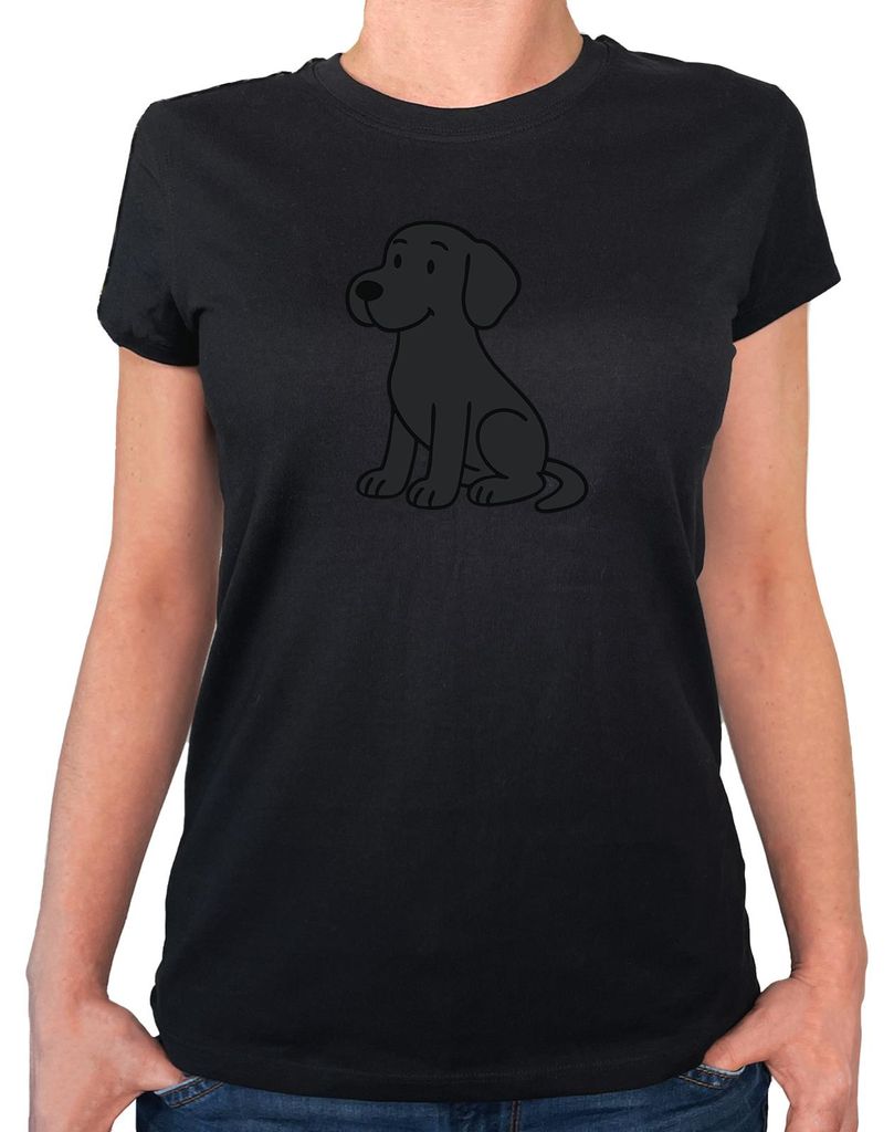 Huuraa Damen T-Shirt brauner Labrador Retriever Chocolate Labi Comic XXL Black Bio Baumwolle Fairtrade Damenshirt Geschenkidee