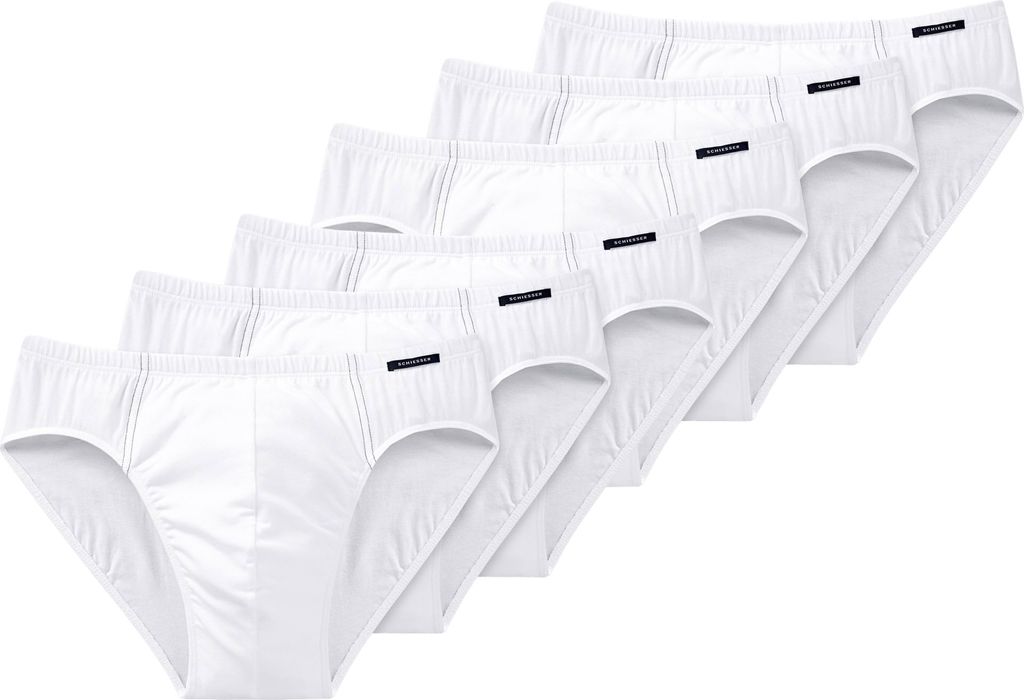 SCHIESSER Herren Slip 6er Pack - Supermini, Rio-Slip, Essentials, Baumwolle Stretch Weiß L