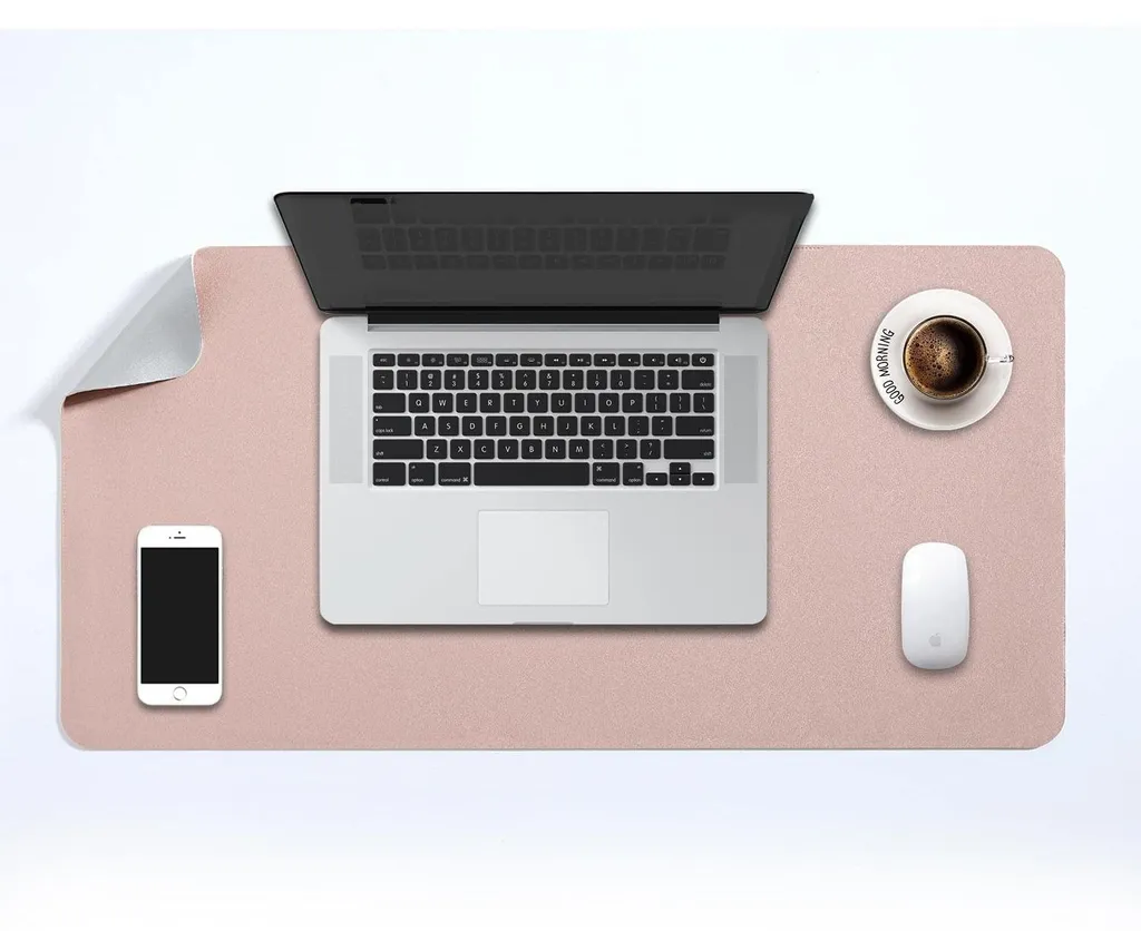 Protection de bureau XL Rose et Argent pour PC Portable et Souris