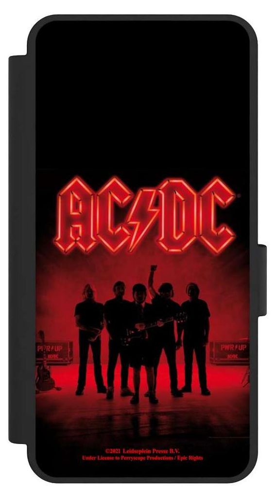 NIVOCASE Klapphülle für Samsung Galaxy S25 Edge Handyhülle aus Kunst Leder NIVOflip schwarz ACDC Band Offizielles Lizenzprodukt