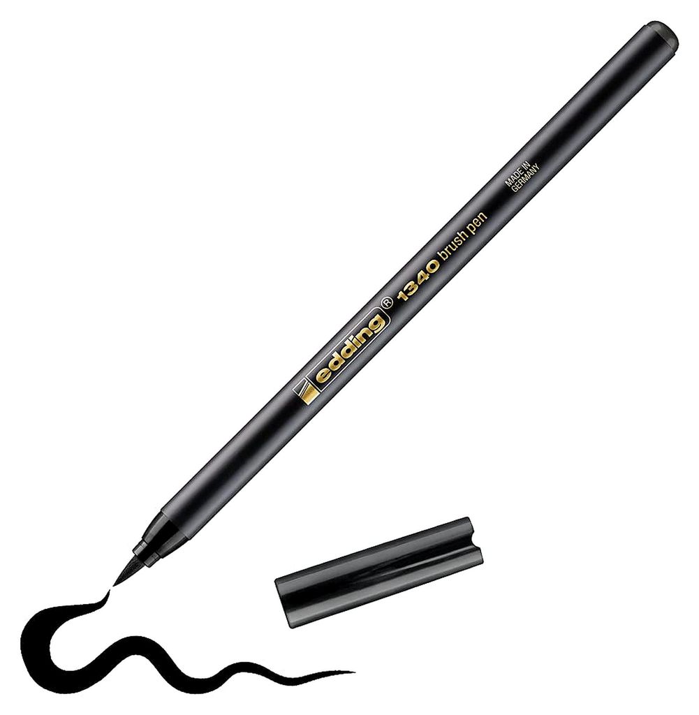 Edding 1340 Pinselstift schwarz, Pinselspitze 1-3 mm, Fein Produktbild 