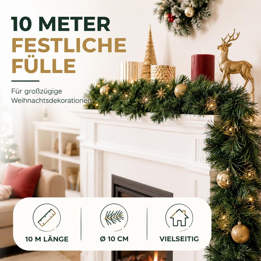 Weihnachtsgirlande grün 10 Meter