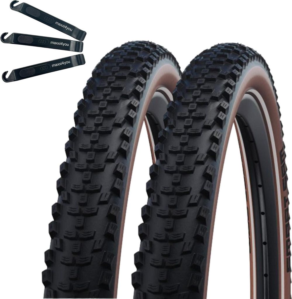 Angebot Set / 2 x Schwalbe Smart Sam HS 476 Fahrradreifen ADDIX Performance Schwarz/Bronze 57-622 ( 29 x 2,25 ) inkl. maxxi4you Reifenheber