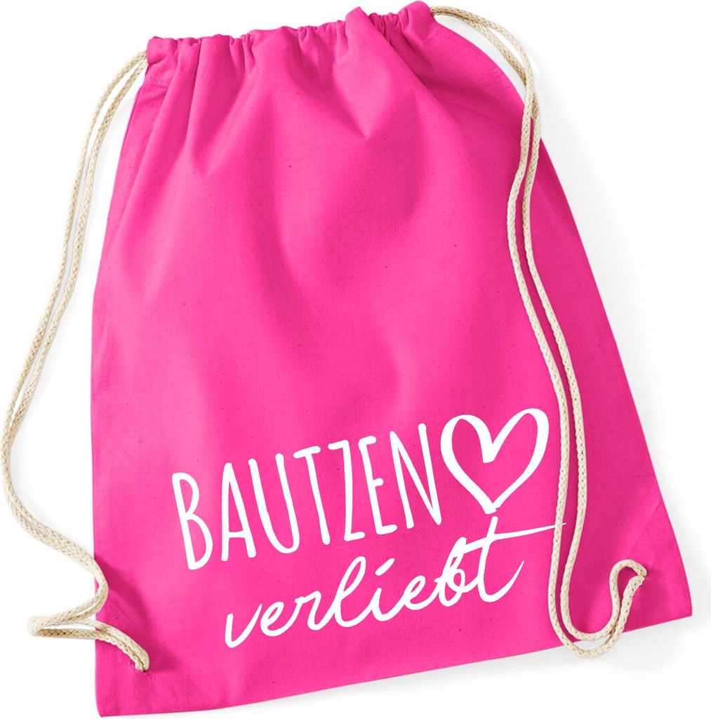Huuraa Turnbeutel Bautzen verliebt 12 Liter Fuchsia Baumwolle Rucksack Geschenkidee