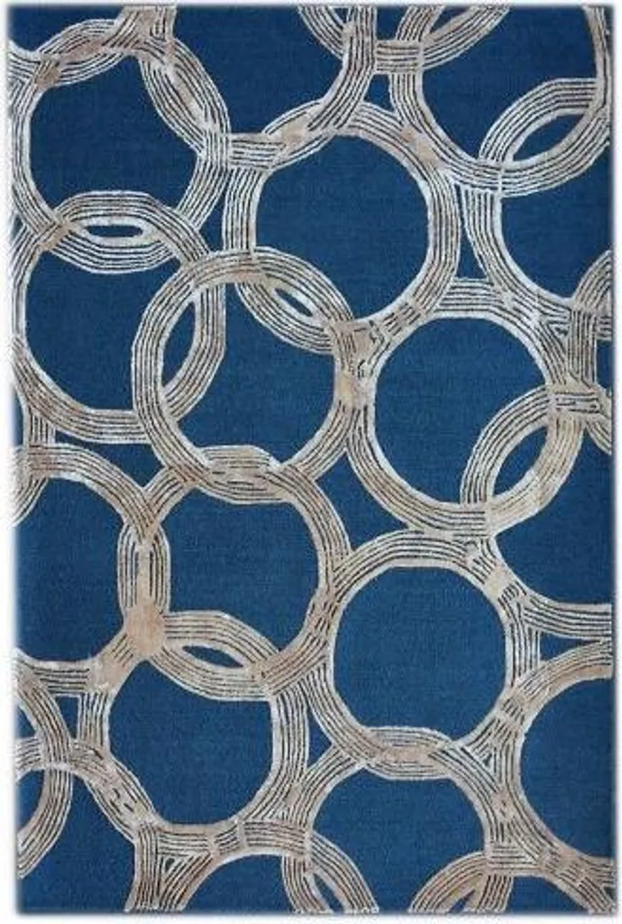 Tapis Bleu Kansas 153x244 cm - Style Vintage Indigo pour Grand Salon
