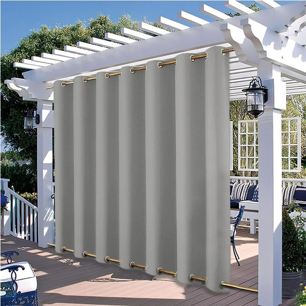 1 Stück Grau Outdoor Vorhang Wetterfest Wasserdicht Mit ösen Oben Und Unten Verdunkelungsvorhang Outdoorvorhänge Blickdicht Vorhänge Gardinen F...