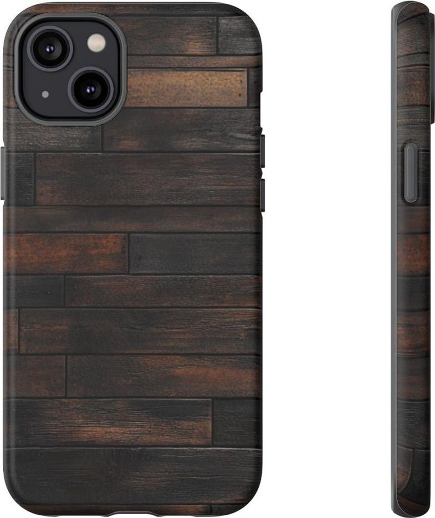 Dunkle Holzplanken-Optik – Hülle Kompatibel mit iPhone 14 Plus