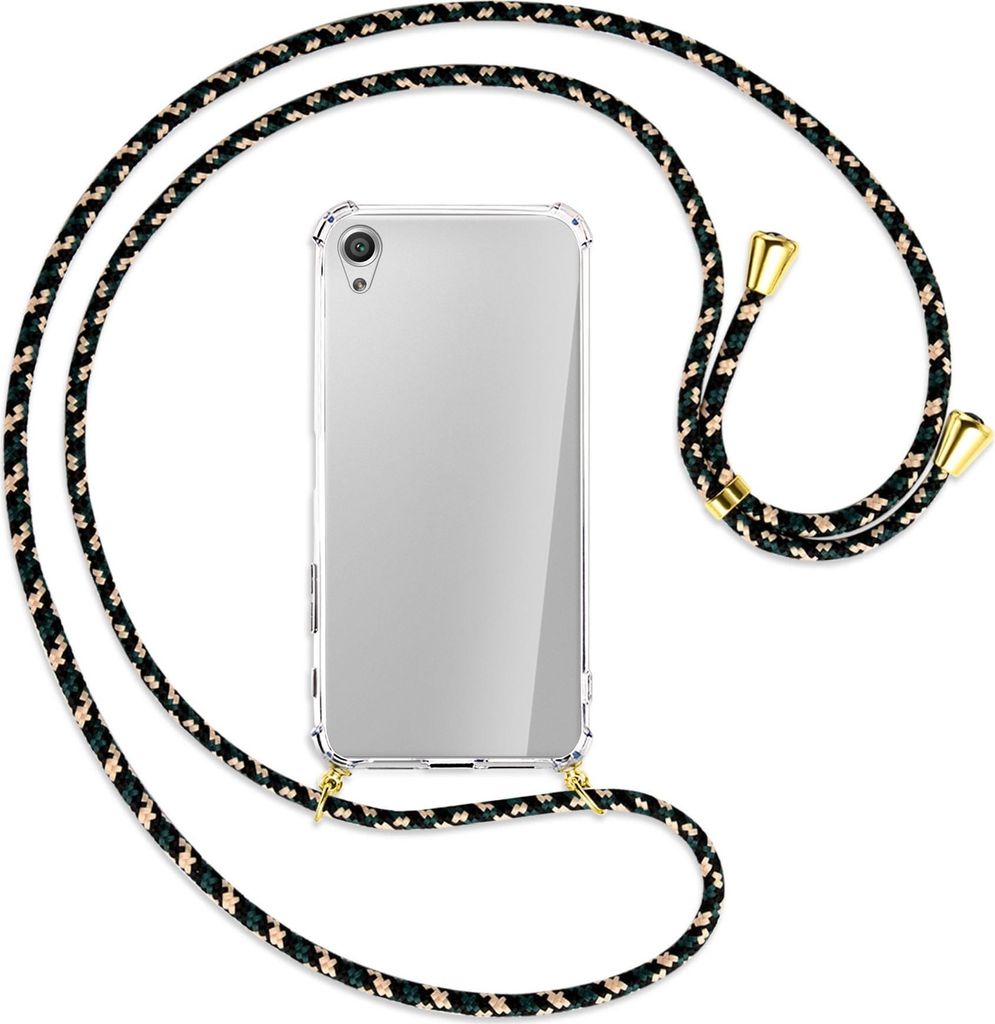 Handykette Backcover-Schutzhülle mit Band (Metall goldfarben) für Sony Xperia X Performance - camouflage