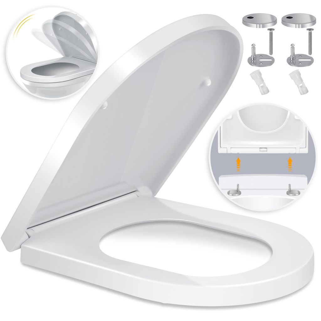 WC Sitz Klodeckel Toilettendeckel Abnehmbar mit Softclose Absenkautomatik Oval 
