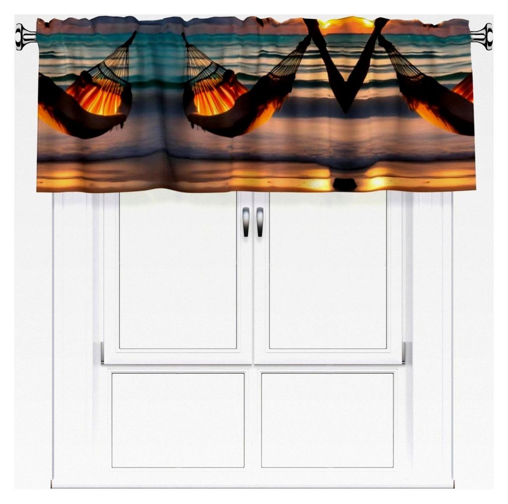 Vorhänge mit Sonnenuntergang Strand Hängematte Muster für Küche, Wohnzimmer, Bad und Schlafzimmer