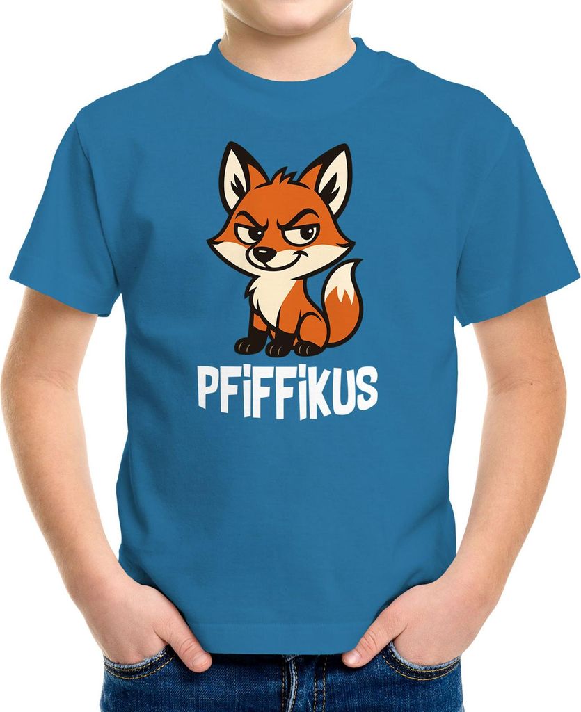 Kinder T-Shirt Jungen Pfiffikus Witziges Fuchs Tiermotiv Comic Shirt für Jungen Mädchen Geschenkidee Kinder Moonworks