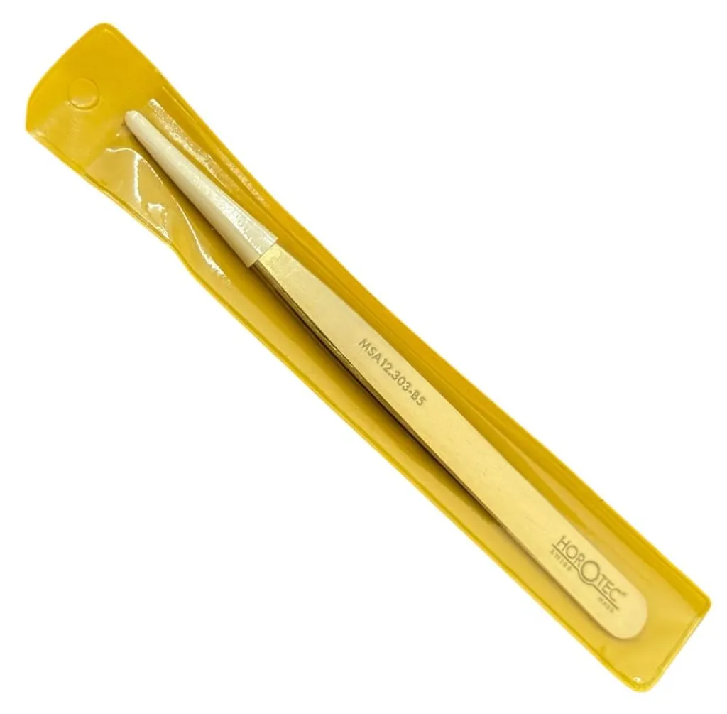 Pince Horotec MSA12.303-B5 en laiton pointue pour horlogerie fine