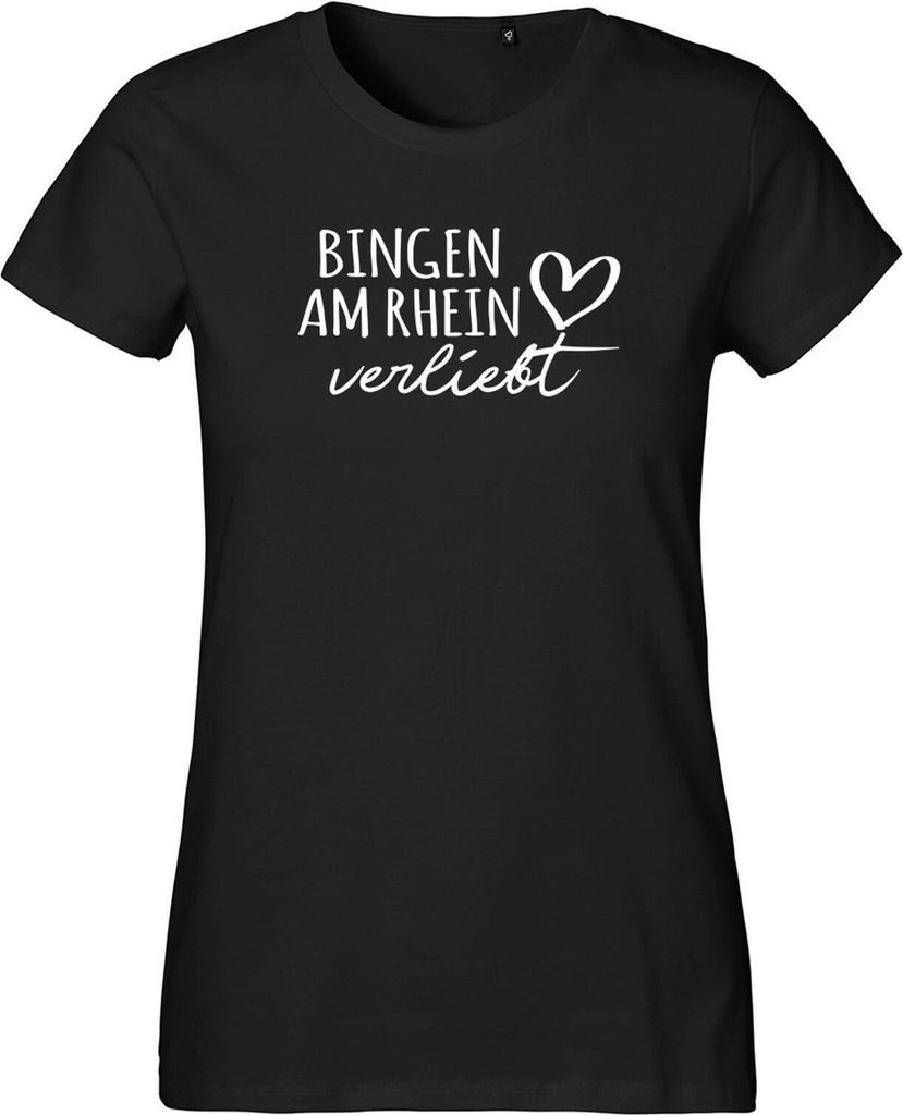 Huuraa Damen T-Shirt Nidderau verliebt Geschenk Oberteil Black Größe XS Bio Baumwolle Fairtrade Nidderau Mode