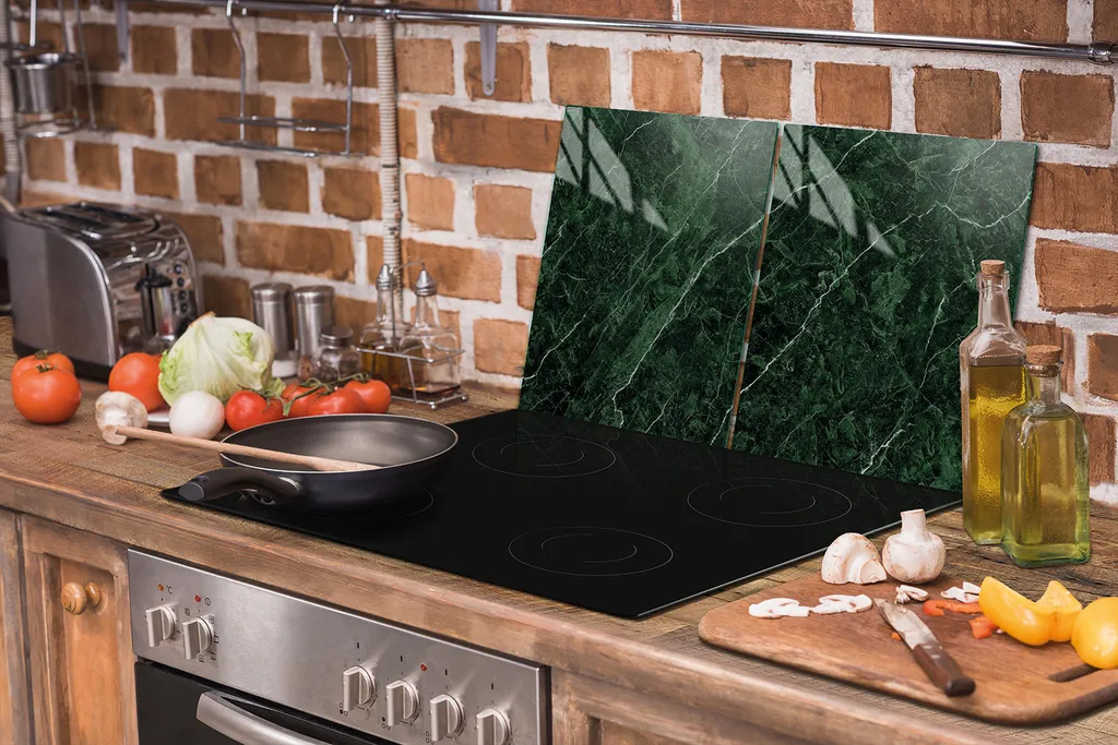Copriforno Marmo Verde 100x52 in Ceramica e Vetro | Design Elegante - 8