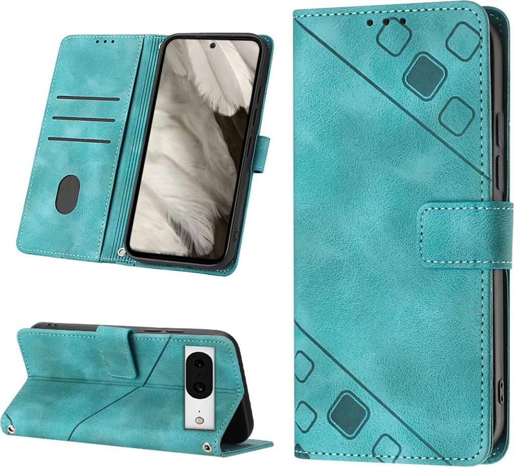 Hülle für Google Pixel 8 Prägung Flip Leder Brieftasche Schutzhülle mit Ständer Grün