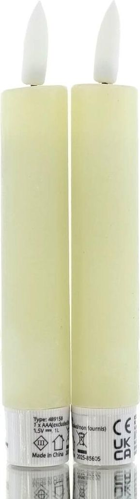 Lumineo Batterie LED Stabkerzen Creme Ø 2,2 cm Höhe 14,5 cm Produktbild 