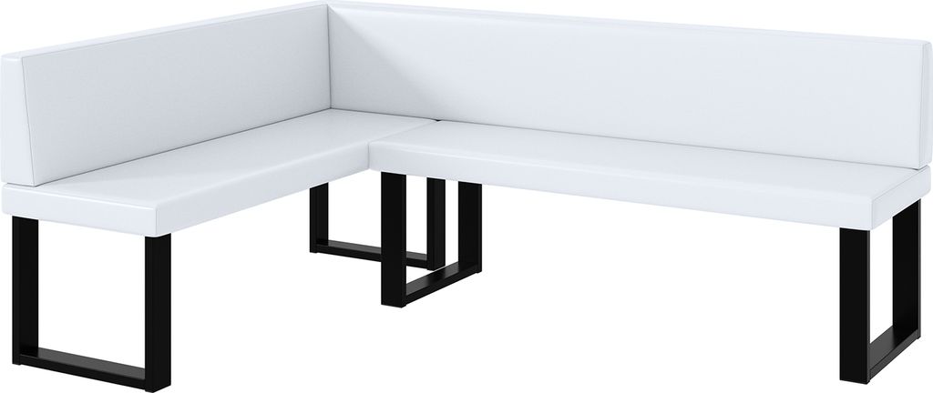 MEBLINI Eckbank für Esszimmer - Küchenbank - Essecke - Sitzecke Küche - TONI - U-Beine 142x196x87cm Links - Weiß Kunstleder