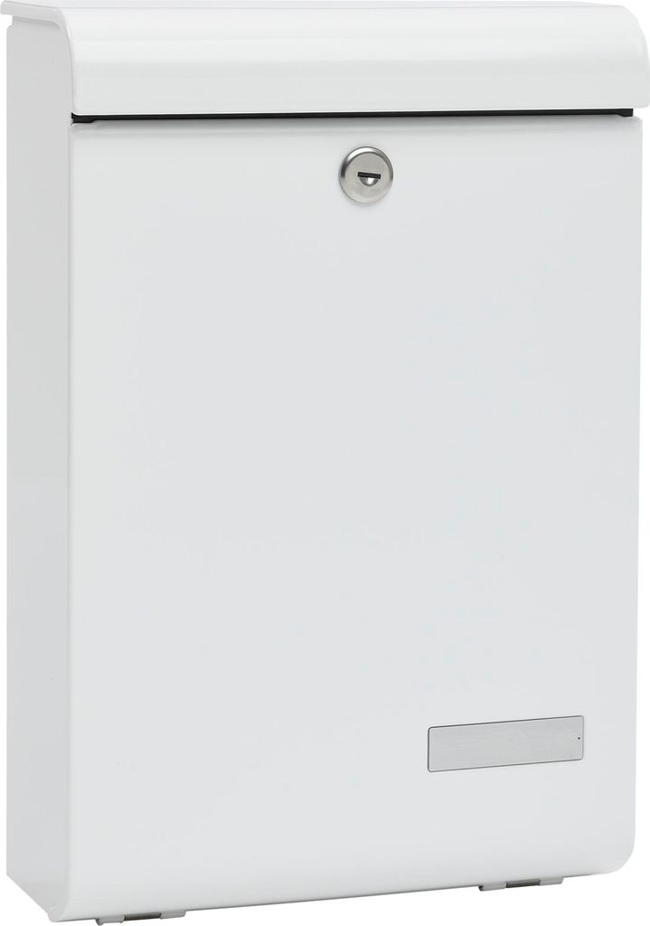 MEFA Briefkasten Lento 135 + Namensschild Schloss Postkasten weiß 405x270x118 mm