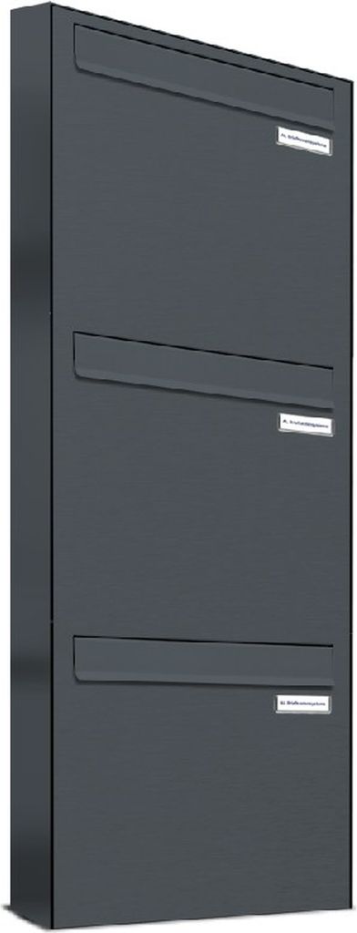 3er 1x3 Briefkasten-Anlage Tür- Zaundurchwurf RAL 7016 Anthrazit