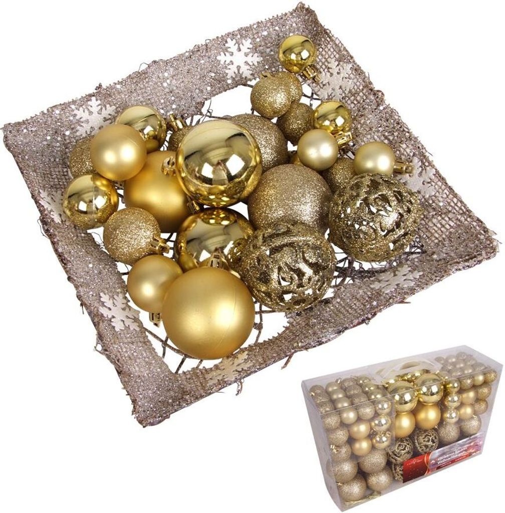 Christmas Gifts Weihnachtskugeln Set Gold - 100 Kunststoff Produktbild 18