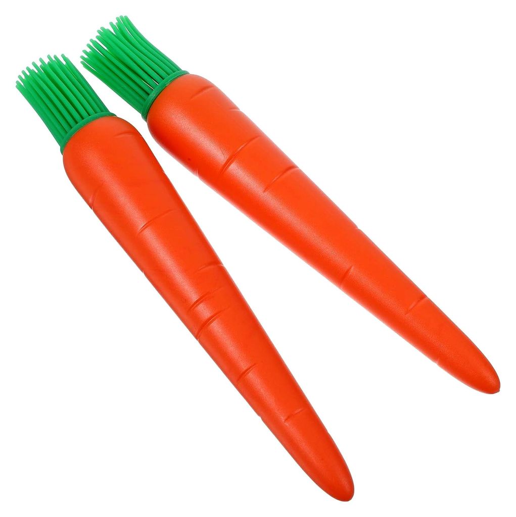 2er Set Silikon Backpinsel in Karottenform, hitzebeständig und lebensmittelecht, ergonomischer Griff für Grill und Küche
