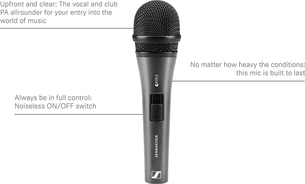 Micro Filaire Robuste Sennheiser e 825-S 330g Cardioïde Anti-Larsen - 5