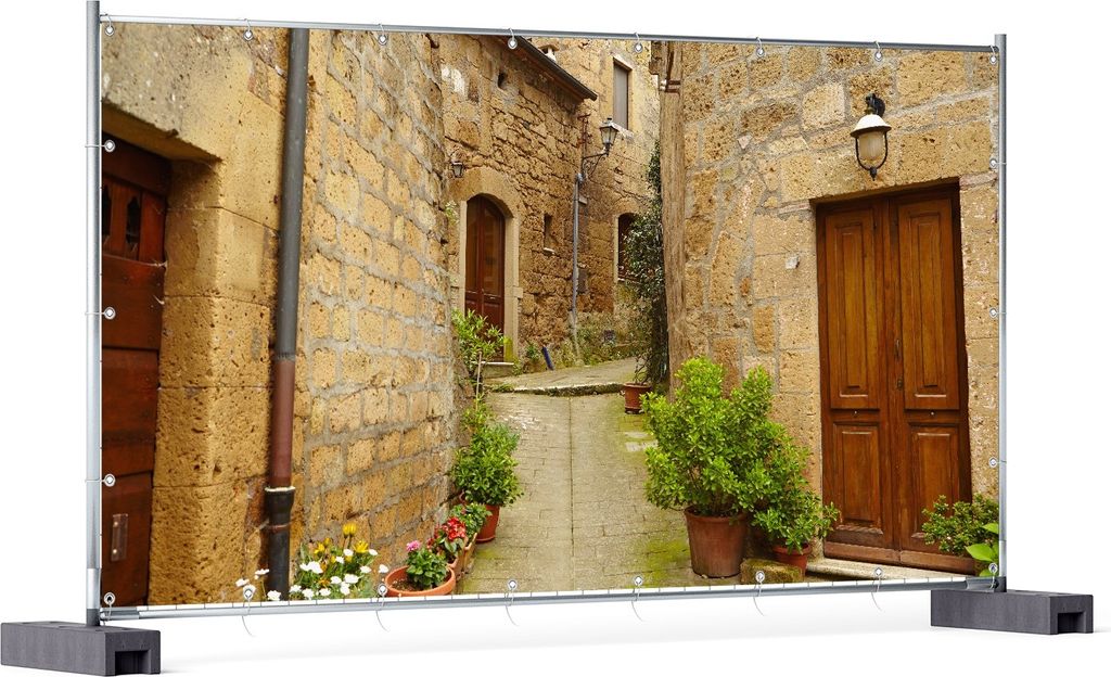 Wallario XXL Outdoor-Poster für Garten oder Balkon, Motiv Weg durch die Altstadt - Toskana in Italien, in ca. 340 x 173 cm