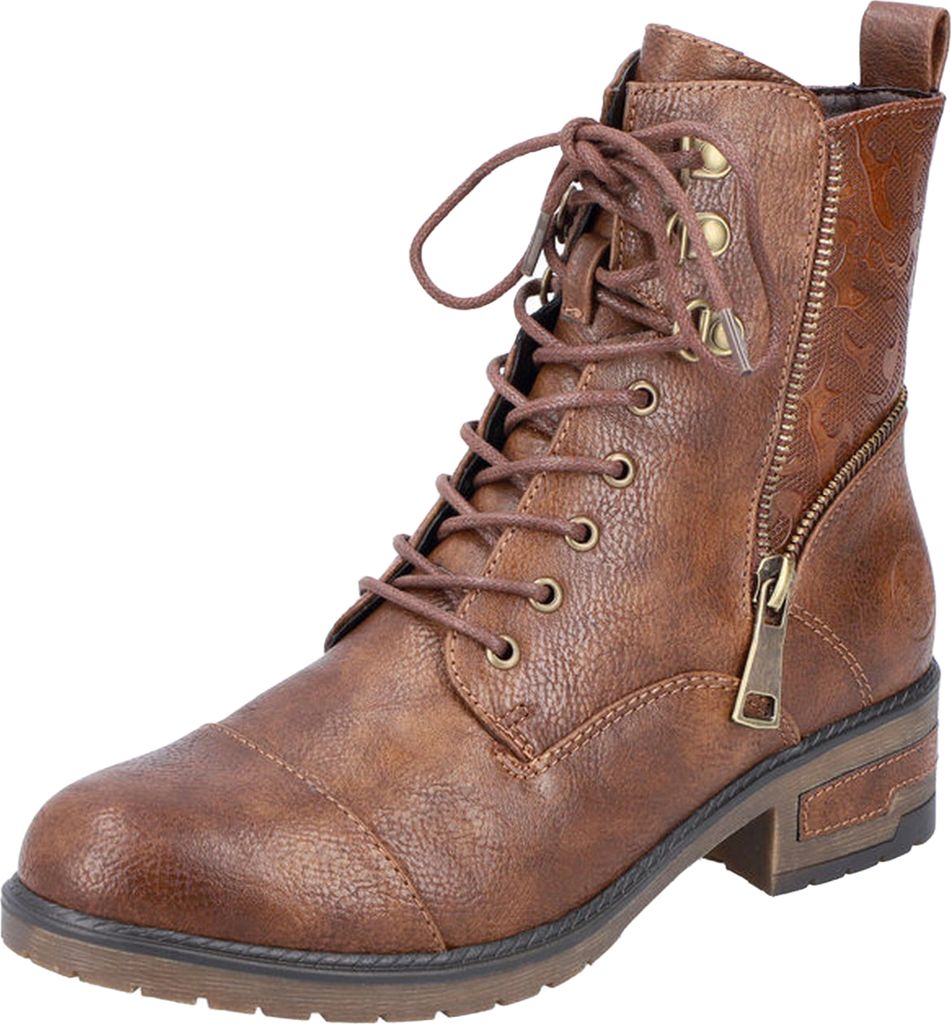 Rieker Damen Stiefelette Biker Boots Zierreißverschluss 91614, Größe:39 EU, Farbe:Braun