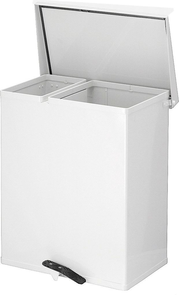 Tritt-Mülleimer 25 + 55 Liter, Weiß