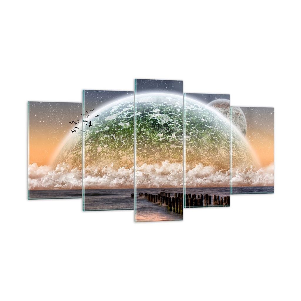 Bilder auf glas - Abstraktion Planet Erde Globus - 160x85cm - Glasbilder - Wandbilder - Kunstdruck - zum Aufhängen bereit - Wanddekoration aus Gla...