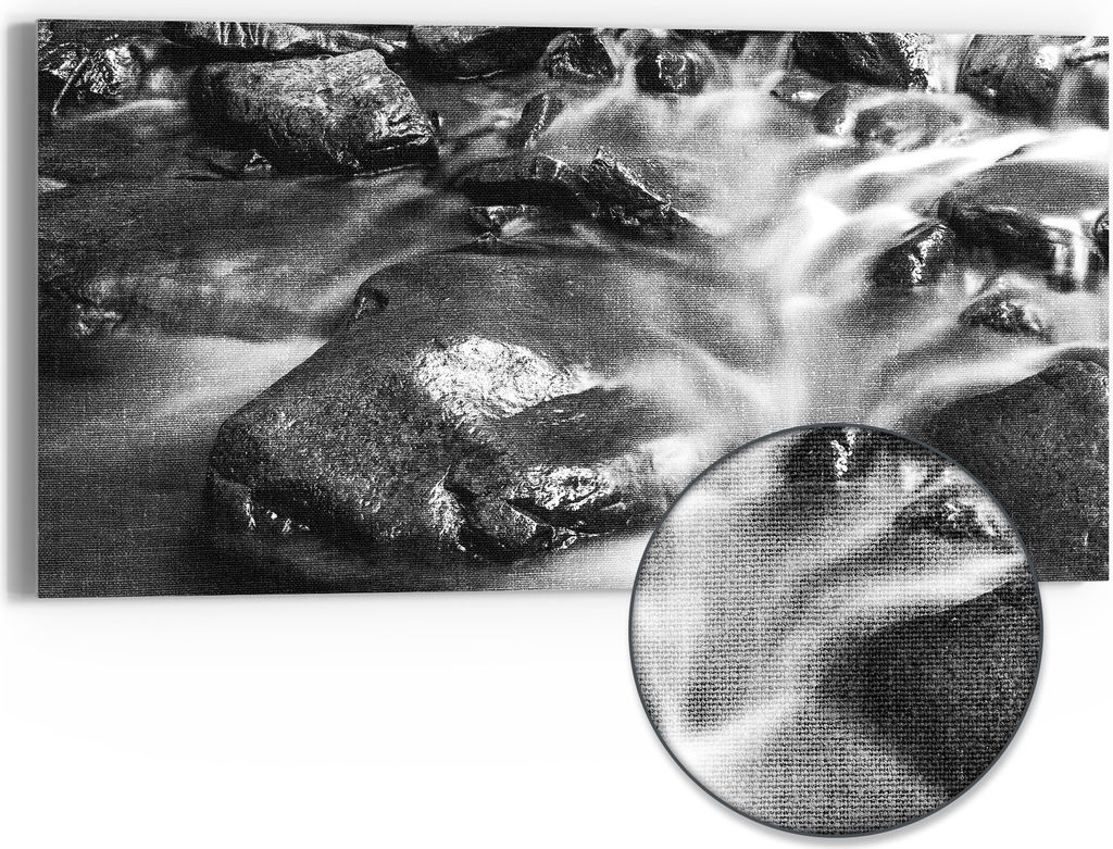 DEQORI Hybrid Leinwand Bild 60x30 cm 'Fluss der Zeit' Wandbild Glas flach modern