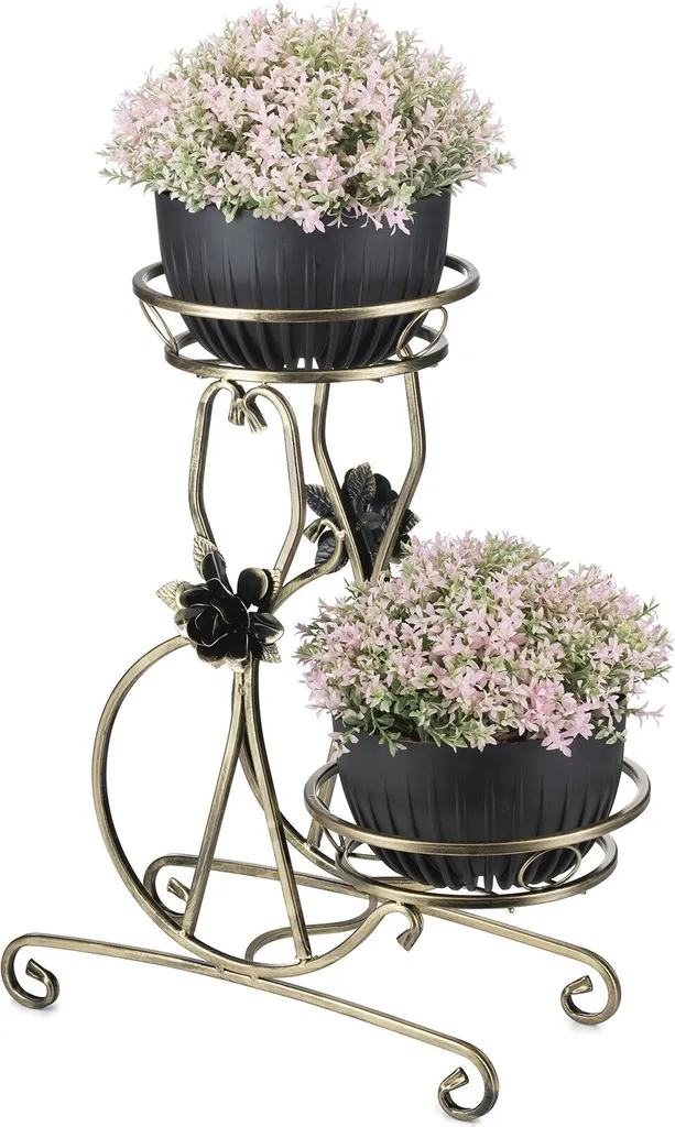 Support Pot de Fleur en Métal Doré Finition Luxe Dastal 54x64 cm