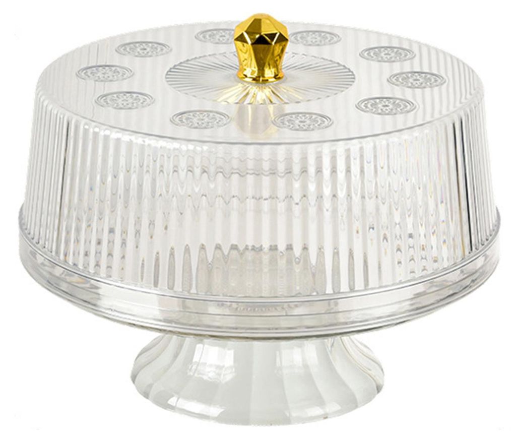 Vintage-Etageren aus Glas mit gewölbtem Deckel, 360°-Rundumsicht, ideal für Kuchen, Cupcakes, Gebäck und Obst.