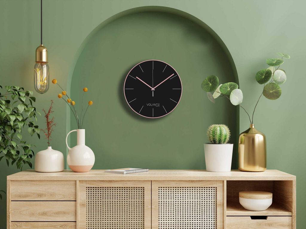 Opviq, 261212 - Pmb5Pmb, Dekorative Wanduhr, Rosa, 100 % KUNSTSTOFF, 30 x 30 cm