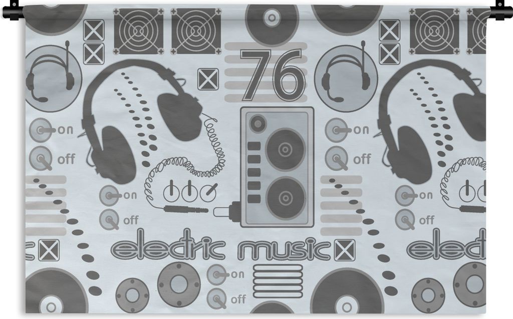 MuchoWow Wandteppich Wandbehang DJ - Kopfhörer - Vintage - Design 90x60 cm Tapisserie Dekoration Wandtuch - Wandskulpturen - Bildteppich