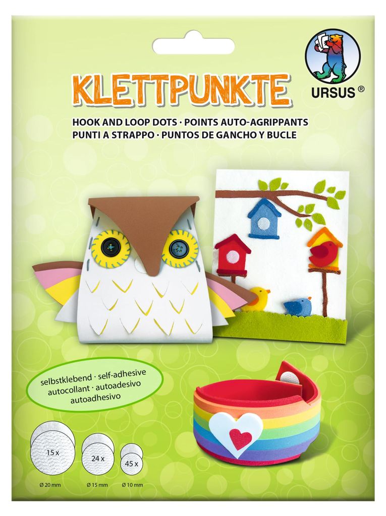 URSUS Klettpunkte selbstklebend weiß, rund, 84 Paar Produktbild 