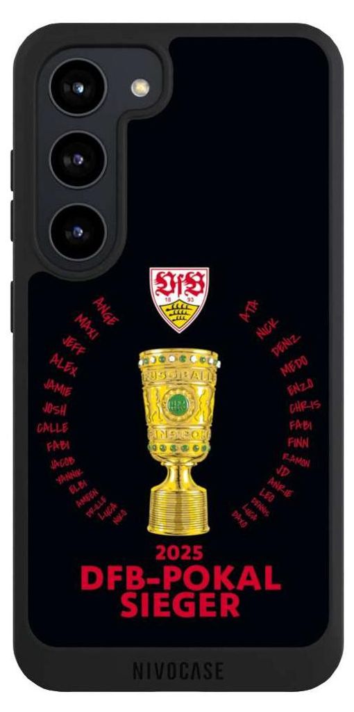 NIVOCASE Handyhülle für Samsung Galaxy S23 Hülle NIVOpure Case Schwarz Offizielles Lizenzprodukt Pokal VfB Stuttgart