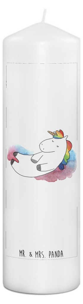Mr. & Mrs. Panda Kerze Einhorn Wolke 7 29 x 8 cm XL - Weiß - Geschenk, Wachskerze, Unicorn, Stumpenkerze, Einhörner, Menschen, Bedruckte, Lustig,...