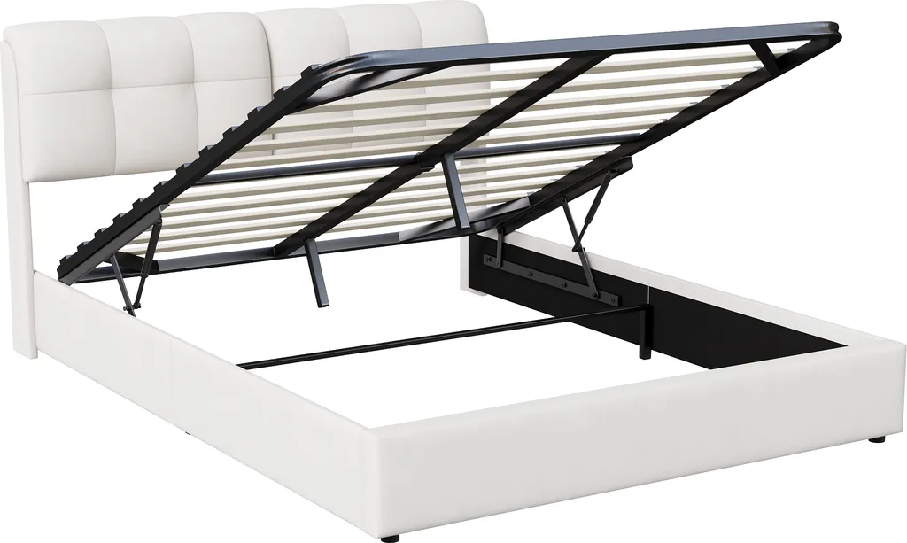 Lit double 140x200 cm avec coffre de rangement, idéal pour petit espace - 5