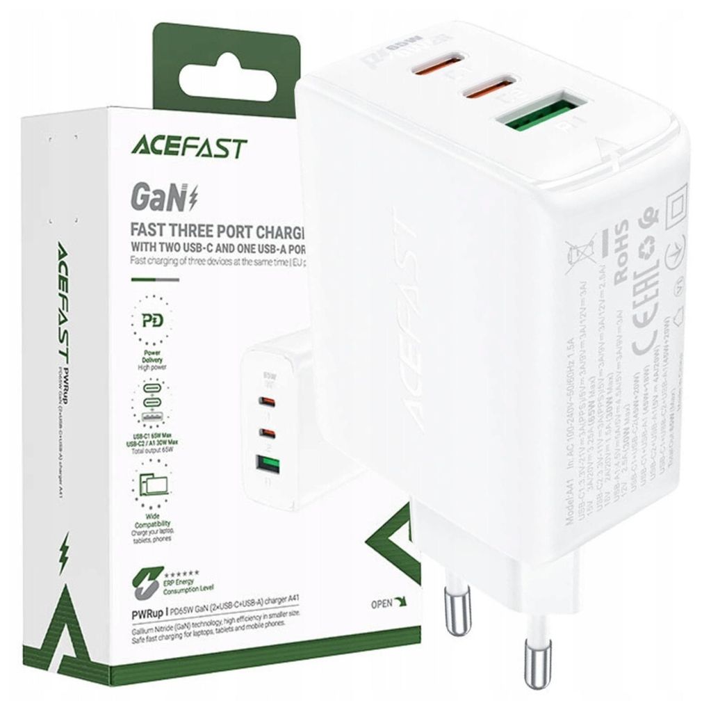 Caricatore rapido Acefast Gan (2X Usb-C / Usb-A) Pps / Pd / Immagine del prodotto 