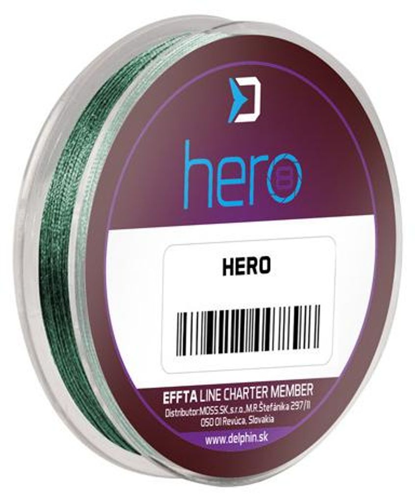DELPHIN HERO 8, 15m, 0,16mm, 10.5kg / 23,15lbs, grün, Geflochtene Angelschnur, 101001692