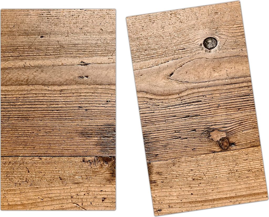 Spritzschutz Herdabdeckplatte Schneidebrett aus Glas Holz Panel 2-Teilig (60x52cm)