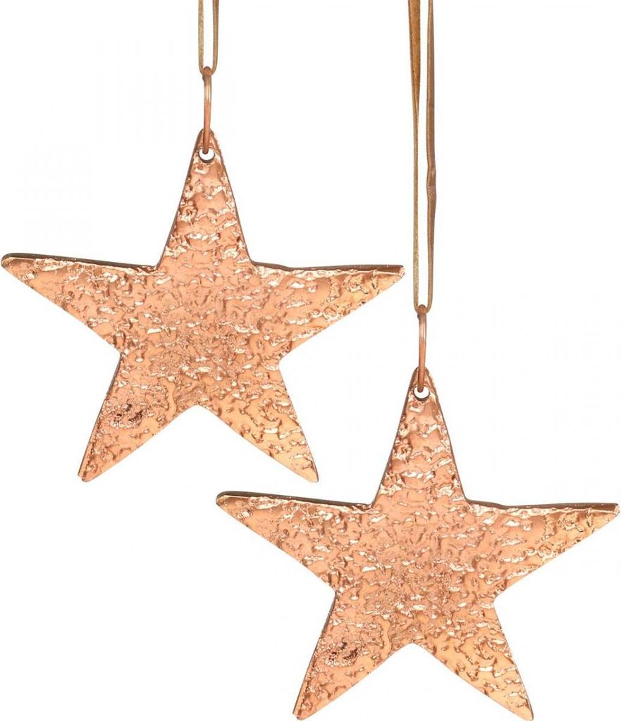 Stern Metallhänger für Weihnachtsdeko Christbaum Anhänger, 2 Stück