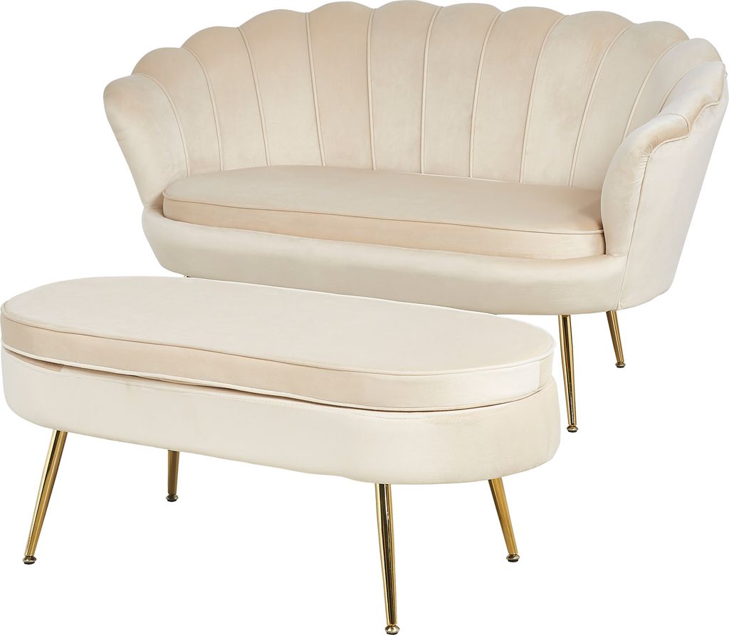 SalesFever Sitzpouf oval | Bezug Samt-Stoff | Gestell Produktbild 5
